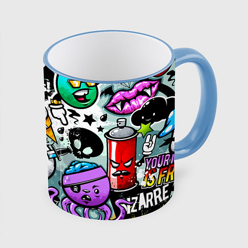 Кружка цветная Граффити / 3D-Небесно-голубой кант – фото 1