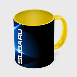 Кружка 3D Subaru, цвет: 3D-белый + желтый
