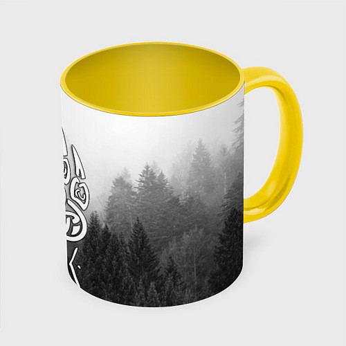 Кружка цветная ВЕЛЕС туманный лес / 3D-Белый + желтый – фото 1