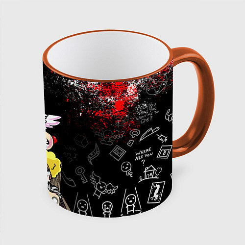 Кружка цветная The Binding of Isaac ИСААК / 3D-Оранжевый кант – фото 1