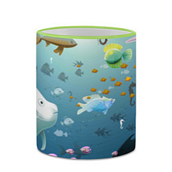 Кружка 3D Мультяшные рыбки Пляжная, цвет: 3D-светло-зеленый кант — фото 2