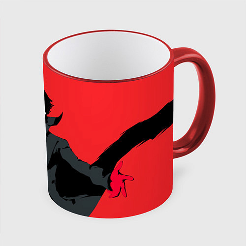Кружка цветная Чёрный Рэн / 3D-Красный кант – фото 1