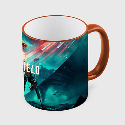 Кружка цветная Баттлфилд 2042 / 3D-Оранжевый кант – фото 1