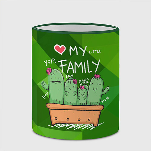 Кружка цветная Милая семья кактусов / 3D-Зеленый кант – фото 2