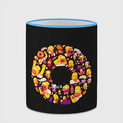 Кружка цветная Пончик Гомер / 3D-Небесно-голубой кант – фото 2