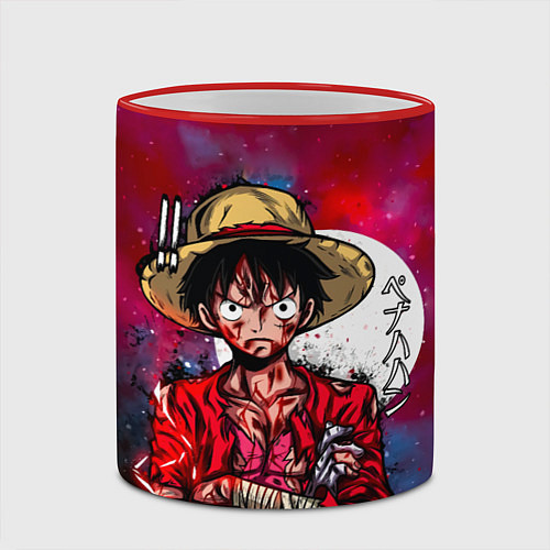 Кружка цветная Луффи One Piece Большой куш / 3D-Красный кант – фото 2