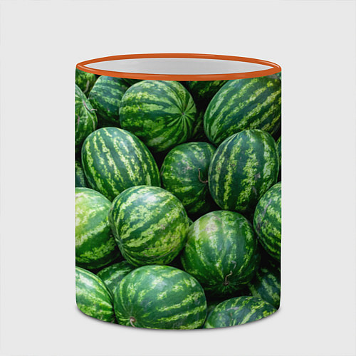 Кружка цветная Арбузы / 3D-Оранжевый кант – фото 2