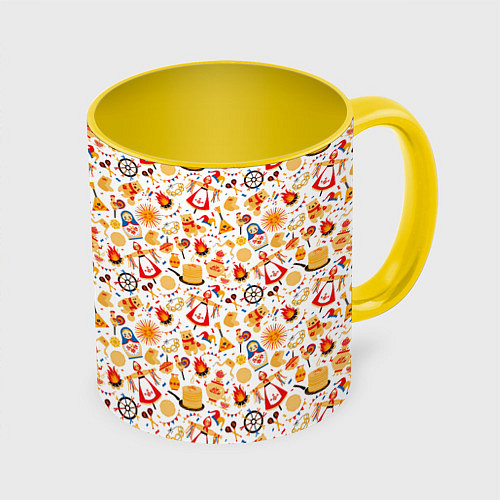 Кружка цветная Масленица / 3D-Белый + желтый – фото 1
