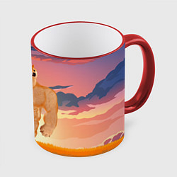 Кружка 3D Мем собака качок DOGE, цвет: 3D-красный кант