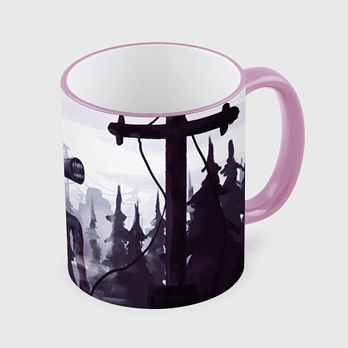 Кружка цветная СИРЕНОГОЛОВЫЙ В ГОРОДЕ / 3D-Розовый кант – фото 1