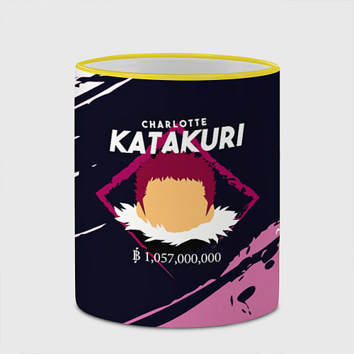 Кружка цветная Шарлотта Катакури One Piece / 3D-Желтый кант – фото 2
