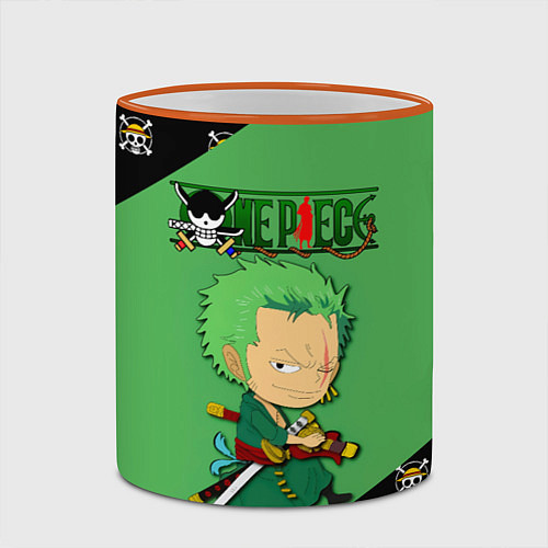 Кружка цветная Ророноа Зоро One Piece Большой куш / 3D-Оранжевый кант – фото 2