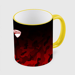 Кружка 3D DUCATI ДУКАТИ КАМУФЛЯЖ, цвет: 3D-желтый кант