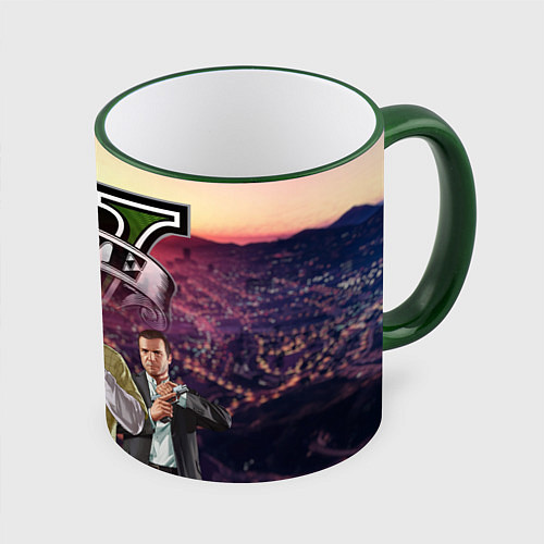 Кружка цветная GTA V TEAM FOREVER AND EVER / 3D-Зеленый кант – фото 1