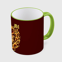 Кружка 3D One Piece Портгас Д Эйс в огне, цвет: 3D-светло-зеленый кант