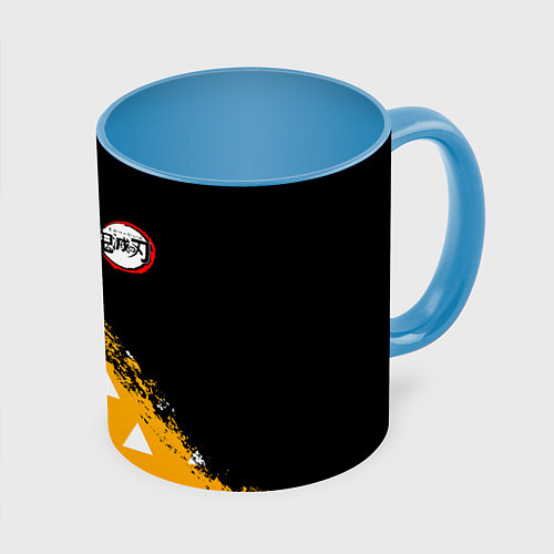 Кружка цветная КОСТЮМ ЗЕНИЦУ ZENITSU KNY / 3D-Белый + небесно-голубой – фото 1