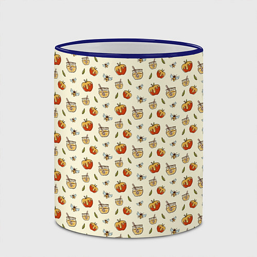 Кружка цветная Яблоки и мёд / 3D-Синий кант – фото 2
