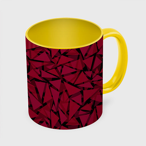 Кружка цветная Красный комбинированный узор / 3D-Белый + желтый – фото 1