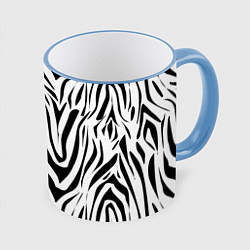 Кружка 3D Черно-белая зебра, цвет: 3D-небесно-голубой кант