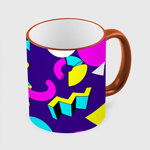 Кружка цветная Геометрические фигуры / 3D-Оранжевый кант – фото 1