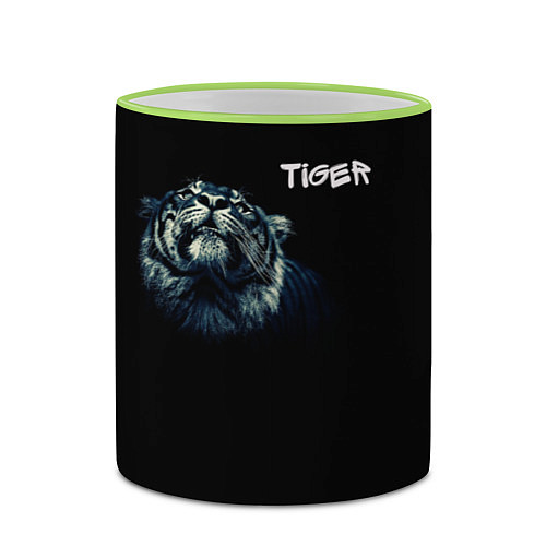 Кружка цветная Тигр / 3D-Светло-зеленый кант – фото 2