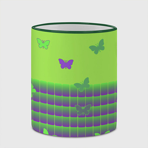 Кружка цветная Бабочки / 3D-Зеленый кант – фото 2