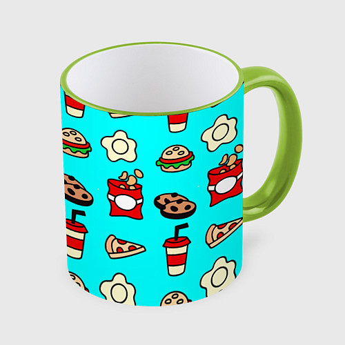 Кружка цветная Вкусняхи из Макдака! / 3D-Светло-зеленый кант – фото 1