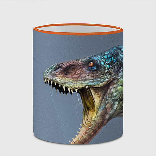 Кружка цветная Хищный динозавр Dino Z / 3D-Оранжевый кант – фото 2