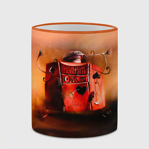 Кружка цветная Агата Кристи OPIUM / 3D-Оранжевый кант – фото 2