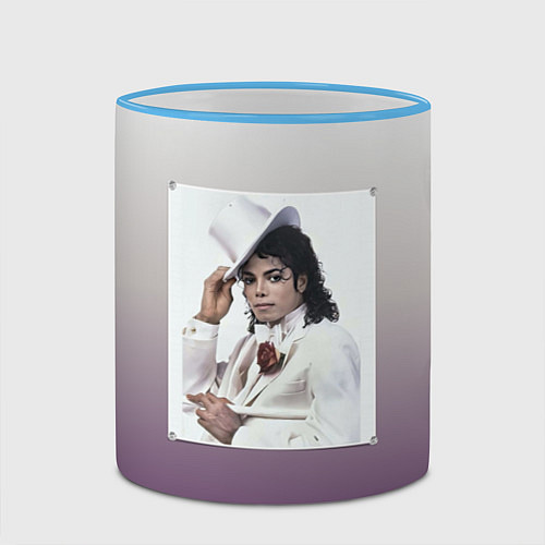Кружка цветная Майкл Джексон навсегда / 3D-Небесно-голубой кант – фото 2