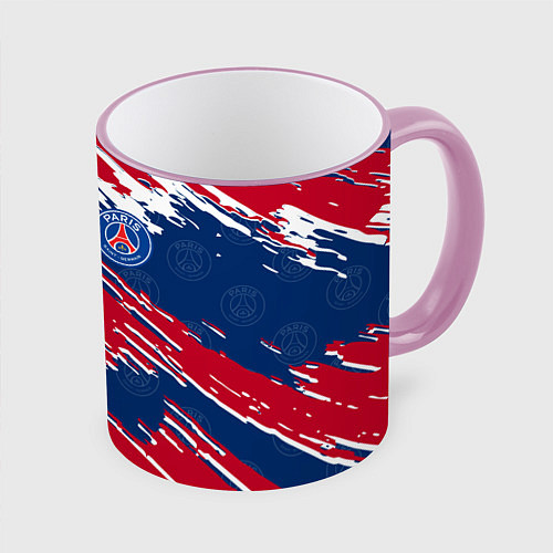 Кружка цветная ФК ПСЖ PARIS SAINT GERMAIN / 3D-Розовый кант – фото 1