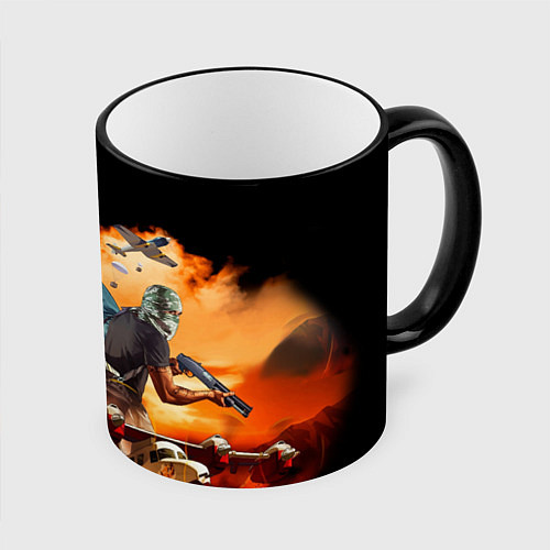 Кружка цветная GTA Online / 3D-Черный кант – фото 1