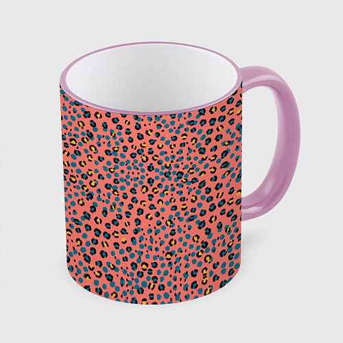 Кружка цветная Леопардовый принт на розовом / 3D-Розовый кант – фото 1