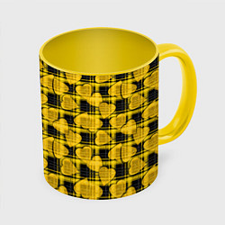 Кружка 3D Желто-черный модный узор, цвет: 3D-белый + желтый