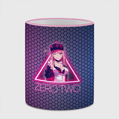 Кружка цветная Zero Two в треугольнике / 3D-Розовый кант – фото 2