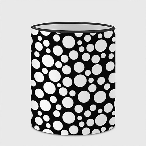 Кружка цветная Черно-белый горох / 3D-Черный кант – фото 2
