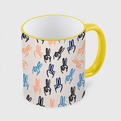 Кружка 3D Знаки победы, цвет: 3D-желтый кант