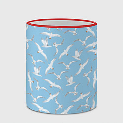 Кружка 3D Чайки в небе паттерн, цвет: 3D-красный кант — фото 2