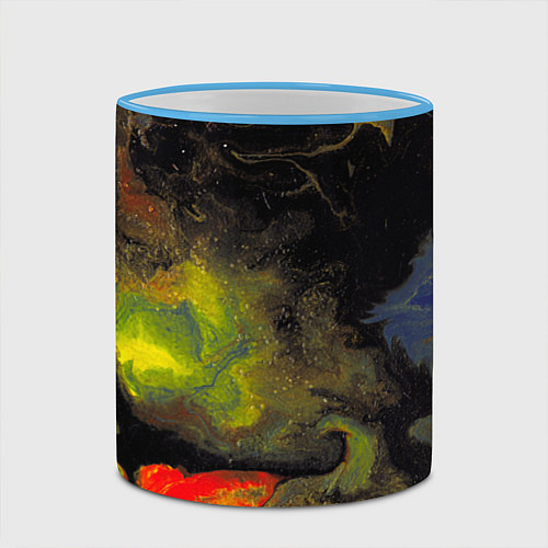 Кружка цветная Галактический лавовый окрас / 3D-Небесно-голубой кант – фото 2