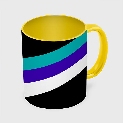 Кружка цветная Классика Три Полоски / 3D-Белый + желтый – фото 1