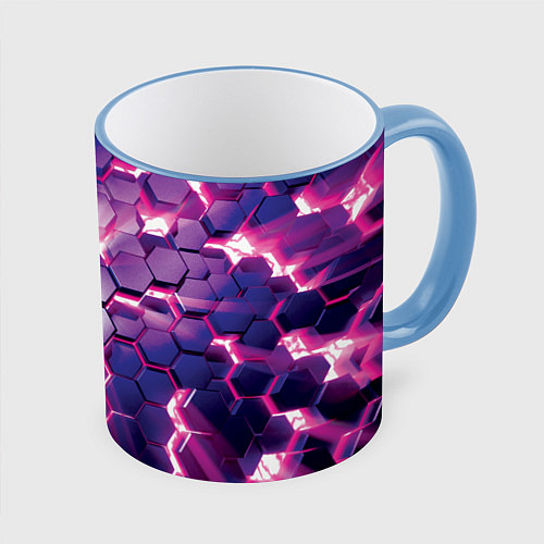 Кружка цветная АБСТРАКЦИЯ СОТЫ / 3D-Небесно-голубой кант – фото 1