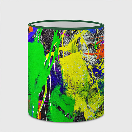 Кружка цветная Брызги красок Grunge Paints / 3D-Зеленый кант – фото 2