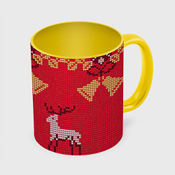 Кружка 3D Олени, цвет: 3D-белый + желтый