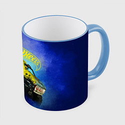 Кружка 3D Hot Wheels Хот Вилс, цвет: 3D-небесно-голубой кант