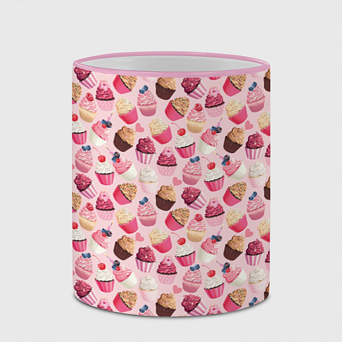 Кружка цветная Пирожные / 3D-Розовый кант – фото 2