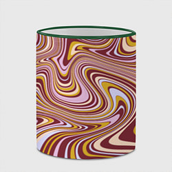 Кружка 3D Красно-золотые разводы красок паттерн, цвет: 3D-зеленый кант — фото 2