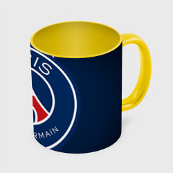 Кружка 3D Paris Saint-Germain PSG, цвет: 3D-белый + желтый