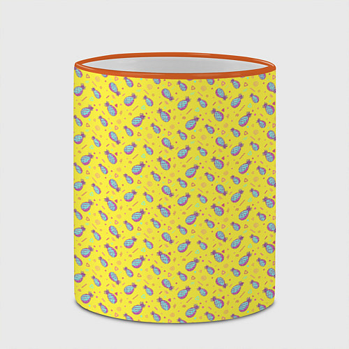 Кружка цветная Pineapple Pattern / 3D-Оранжевый кант – фото 2