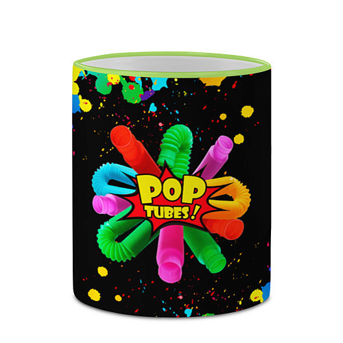 Кружка цветная Pop Tubes, поп трубка pop it / 3D-Светло-зеленый кант – фото 2