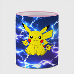 Кружка 3D ПИКАЧУ НА ФОНЕ МОЛНИЙ PIKACHU FLASH, цвет: 3D-розовый кант — фото 2